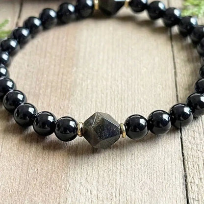 Black Tourmaline and Obsidian Bracelet