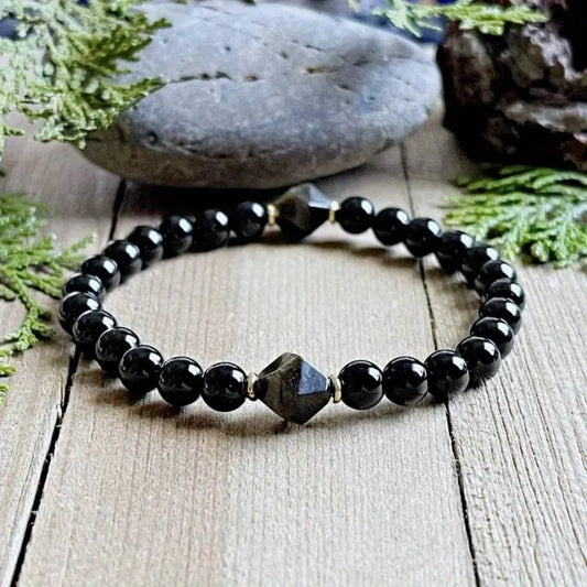 Black Tourmaline and Obsidian Bracelet