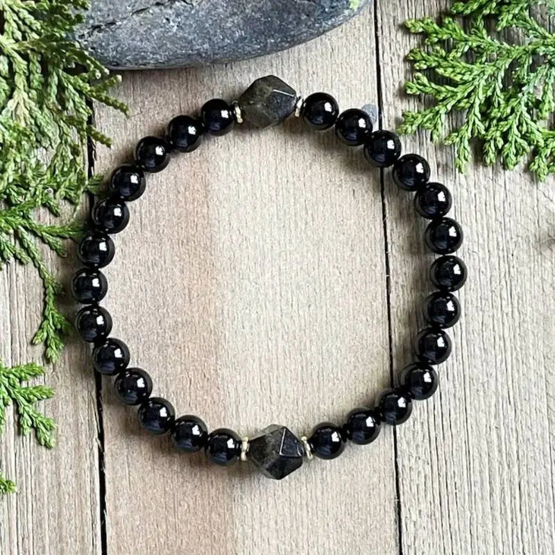 Black Tourmaline and Obsidian Bracelet