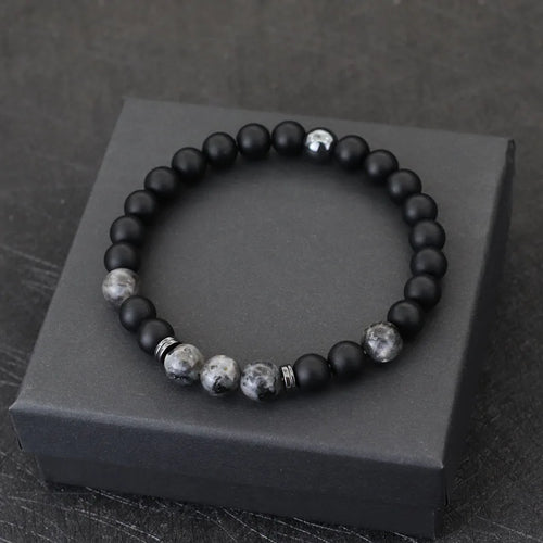 Natural Hematite and Onyx Bracelet