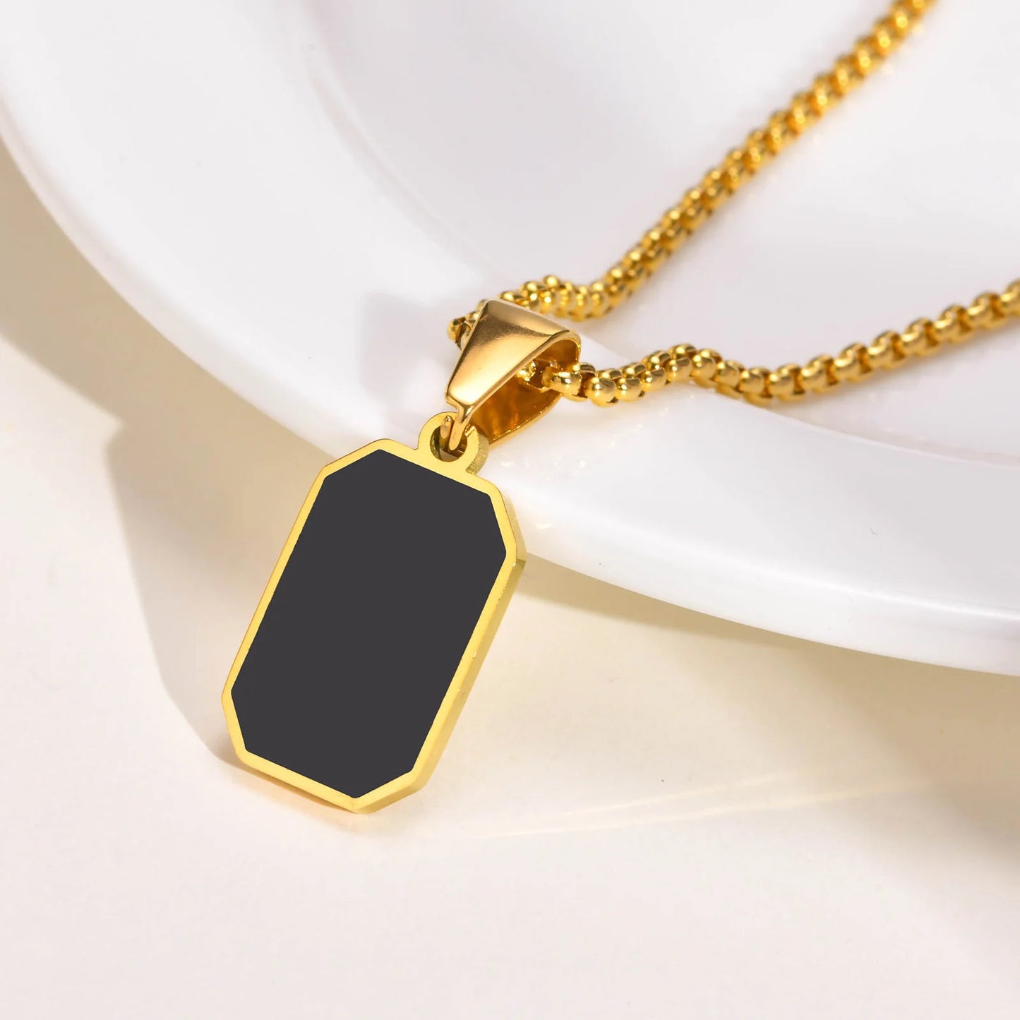 Onyx Gold-Plated Geometric Pendant