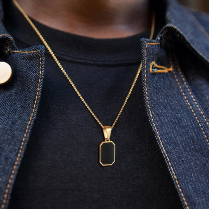 Onyx Gold-Plated Geometric Pendant