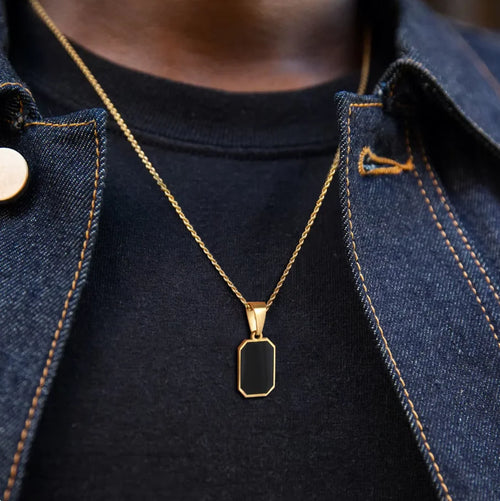 Onyx Gold-Plated Geometric Pendant