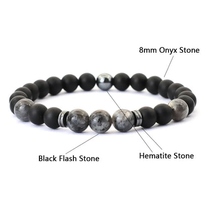 Natural Hematite and Onyx Bracelet